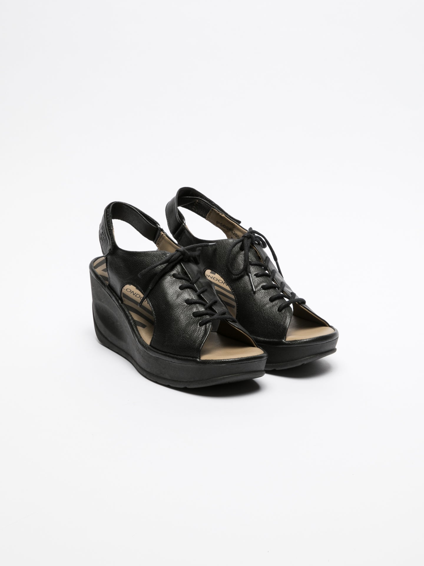 Fly London Black Lace-up Sandals